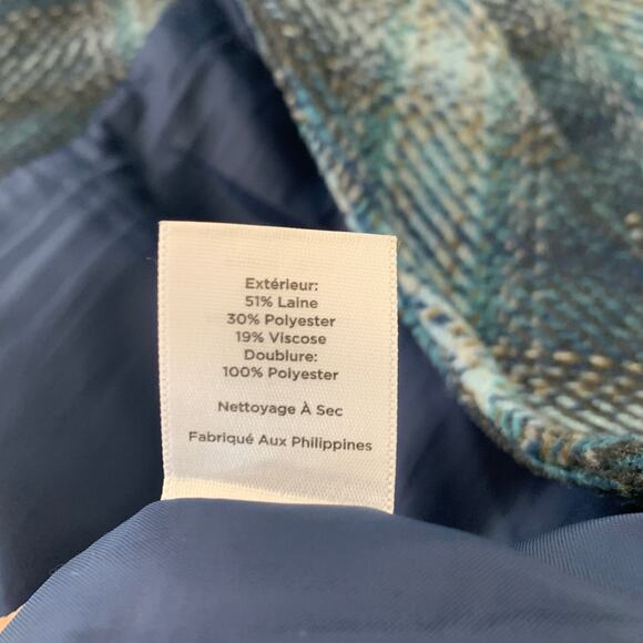 Talbots Blue Brown Plaid Wool Skirt Sz 12 - Picture 4 of 6
